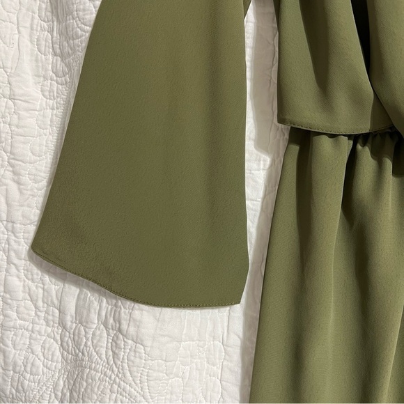 TOPSHOP Womens Mini Dress, Olive Green with Tie Front Size 6-#314 - Picture 4 of 14